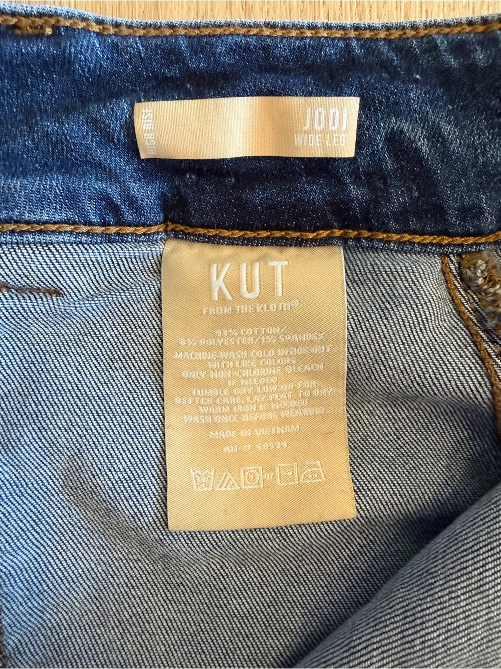 KUT from the Kloth Women’s Jodi High Rise Wide Leg Blue Denim Jeans Size 12 - Picture 9 of 13